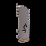 A side view of the Hemplights Wrapper Lighter Case, a black, textured sleeve with raised ridges and a patterned base.