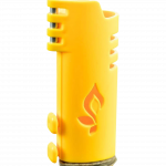 Front view of the Hemplights Wrapper Lighter Case, a yellow silicone protective sleeve with rounded edges.