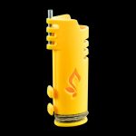 A side view of the Hemplights Wrapper Lighter Case, a yellow, textured sleeve designed to protect a lighter.