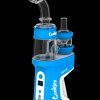 Blue electronic dab rig ("e-rig") with glass attachments, branded "Cookies" and "Ispire".