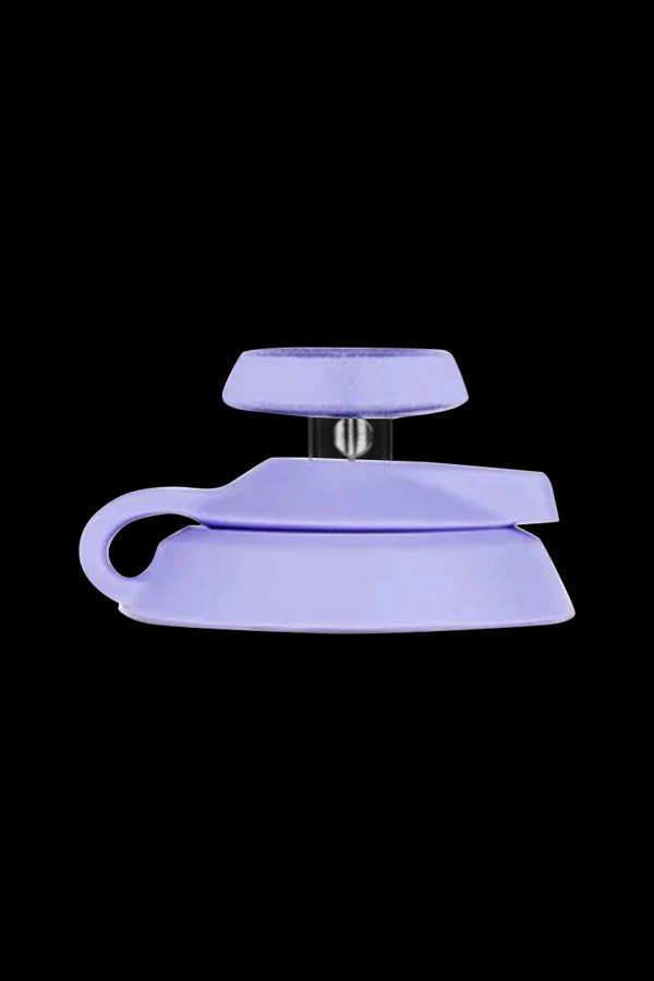 Lavender silicone carb cap for dabbing cannabis concentrates.