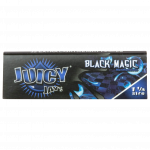 A close-up of the colorful packaging for Juicy Jay's Classic Size Flavored Rolling Papers, displaying a bold logo against a dark background.