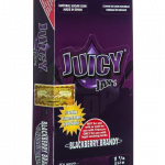 Front view of the Juicy Jay's Classic Size Flavored Rolling Papers package with text in multiple languages.