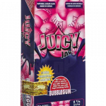 Front view of Juicy Jay's Classic Size Flavored Rolling Papers package with vibrant pink and white branding.