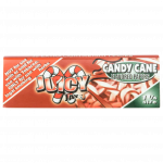 A close-up of Juicy Jay's Classic Size Flavored Rolling Papers, showing a colorful, patterned packet against a dark background.