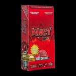 A close-up, angled view of Juicy Jay's Classic Size Flavored Rolling Papers package with colorful branding details.