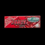 Front view of a pack of Juicy Jay's Classic Size Flavored Rolling Papers, showcasing bold red branding and a patterned design.