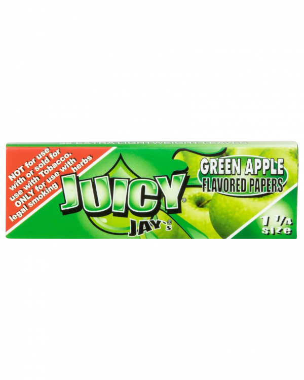 A close-up of Juicy Jay's Classic Size Flavored Rolling Papers package, angled to show the branded text and colorful design.