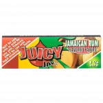 A close-up of Juicy Jay's Classic Size Flavored Rolling Papers package, displaying a colorful design against a dark background.