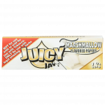 A close-up, angled shot of a pack of Juicy Jay's Classic Size Flavored Rolling Papers with colorful floral graphics.