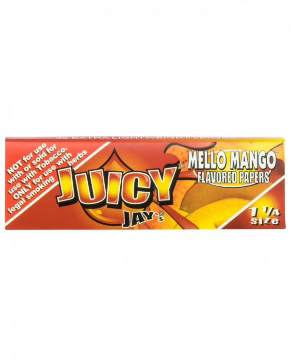 A close-up of Juicy Jay's Classic Size Flavored Rolling Papers package with a colorful, patterned design against a white background.