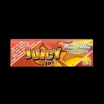 Front view of a pack of Juicy Jay's Classic Size Flavored Rolling Papers, displaying a colorful, patterned design against a white backdrop.