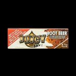 A close-up of the packaging for Juicy Jay's Classic Size Flavored Rolling Papers, displaying colorful branding and product details.