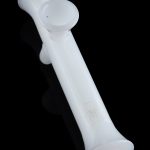 White glass bubbler for smoking cannabis.