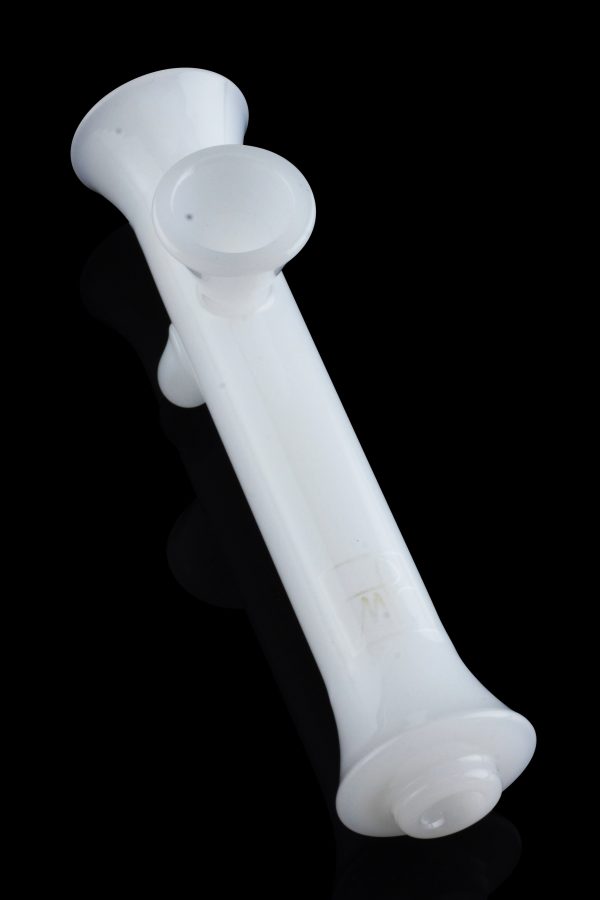 White glass bubbler for smoking cannabis.