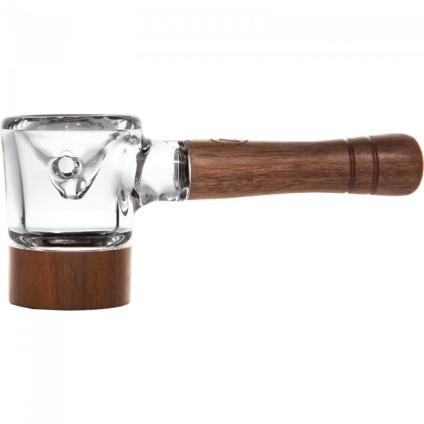 A side view of the Marley Natural Black Walnut Spoon Pipe, showcasing its smooth, curved bowl and dark wood handle.