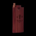 Red wooden cannabis pipe with a stylized beard logo and “Bearded, Hand Made in USA” text.