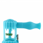 A studio shot of the Clobb 4 in 1 Silicone Pipe, showcasing its vibrant blue color and unique, textured design.