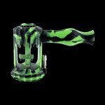 Front view of the Clobb 4 in 1 Silicone Pipe, showcasing a green, textured design against a dark background.