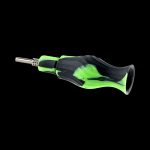 A side view of the Clobb 4 in 1 Silicone Pipe, showcasing its curved, dark-colored design against a black background.