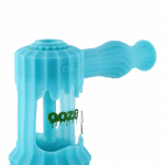 Front view of the Clobb 4 in 1 Silicone Pipe, a blue pipe with a wavy form and smooth texture, set against a white background.