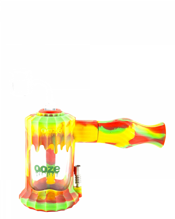 A close-up, angled view of the Clobb 4 in 1 Silicone Pipe, showcasing its vibrant, multi-colored design against a white background.