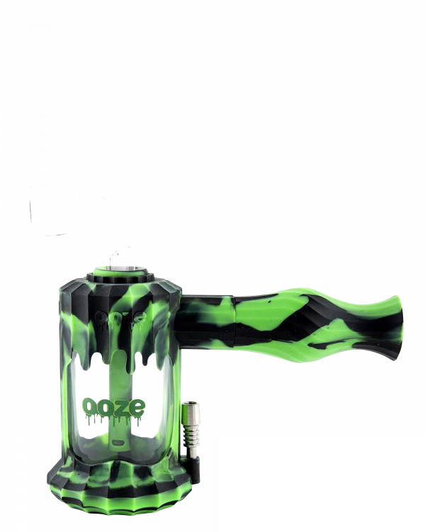 Front view of the Clobb 4 in 1 Silicone Pipe, showcasing a green, textured design with a visible bowl and mouthpiece.