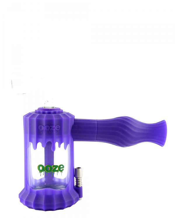 A studio shot of the Clobb 4 in 1 Silicone Pipe, featuring a purple, compact design with a smooth, rounded form.