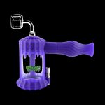 A studio shot of the Clobb 4 in 1 Silicone Pipe, angled slightly to showcase its purple, textured body and simple form.