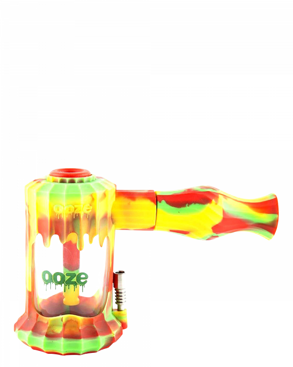 A front view of the Clobb 4 in 1 Silicone Pipe, showing its colorful, multi-functional design against a plain white background.