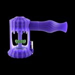 A front view of the Clobb 4 in 1 Silicone Pipe, showcasing its purple, textured design against a black background.