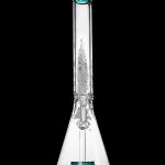 Clear glass bong with bubbling water, isolated on black.