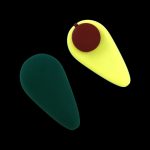 Stylized, floating cannabis bud and pipe illustration against a black background.