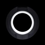 Black cannabis oil vape cartridge with a glowing white ring.