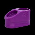 Purple silicone dab rig with two bowls.