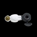 Cannabis oil tincture bottle with dropper against a black background.