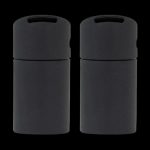 Two black silicone stash jars with airtight seals.