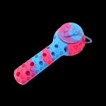 Colorful silicone smoking pipe with a honeycomb texture.