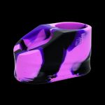 Purple and black silicone cannabis concentrate container.