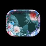 Floral rolling tray with vibrant botanical illustrations.