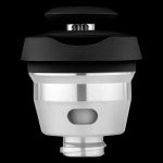 Clear cannabis oil vape cartridge with black mouthpiece.