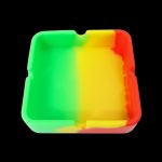 Colorful silicone dab tray for cannabis concentrates.