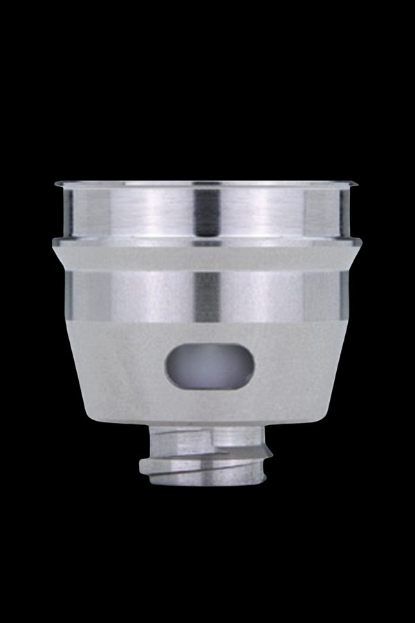 Silver cannabis oil rig carb cap with airflow control.