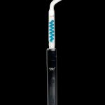 Electronic dab rig with a glass bubbler attachment, against a black background.