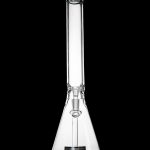 Clear glass bong against a black background.