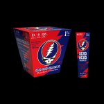 A black box of Dead Head Rolling Co. cannabis cones featuring the iconic Grateful Dead Steal Your Face skull logo, advertising 21 cones per pack and 6 packs per box.