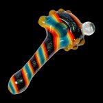 Colorful glass pipe with a clear glass bubble.