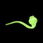 Green glass oil rig pipe on a black background.