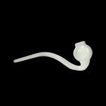 Frosted glass oil rig bubbler against a black background.