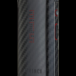 Black carbon fiber cannabis vaporizer with illuminated display.